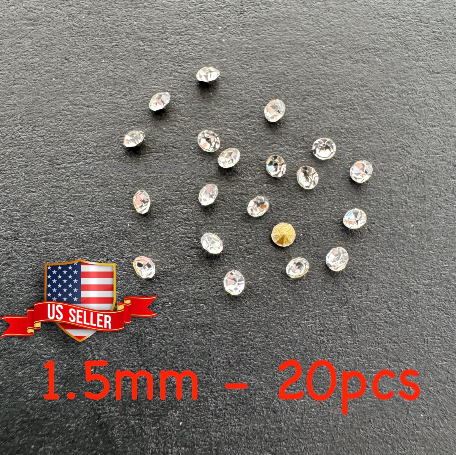 20 pcs 1.5mm 8pp Round Foil Back Crystal Rhinestone Jewerly Repair Artwork Craft