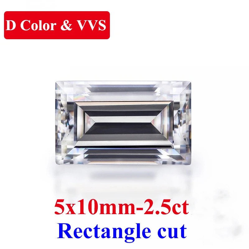 Baguette/Rectangle Cut Moissanite Loose Stones D Color VVS1 Full Size Gemstones