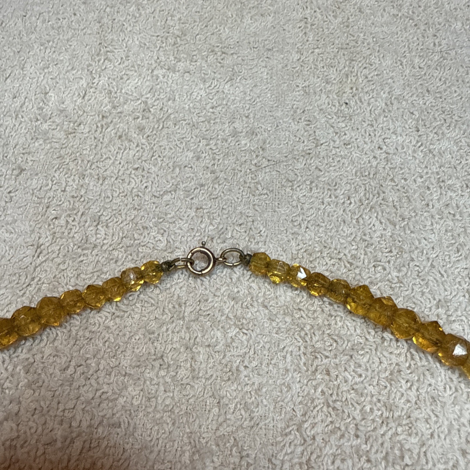 Art Deco Vintage Amber Beads Beaded Necklace Faceted 15 1/2″ -See Description