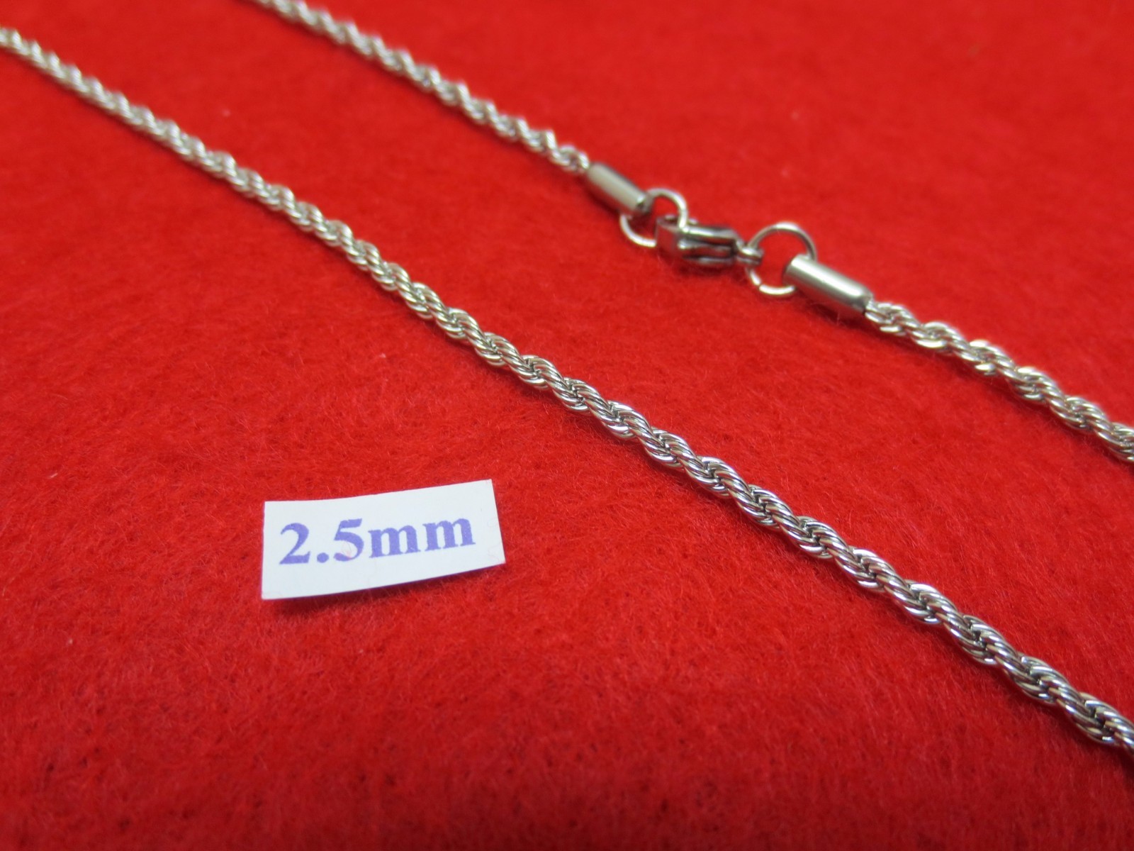 16″-30″ 2.5MM STAINLESS STEEL SILVER ROPE CHAIN NECKLACE- USA SELLER