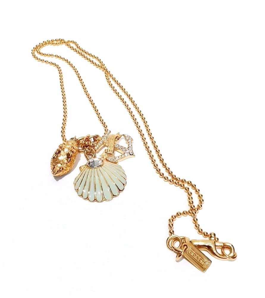 Coach Seashell Nautical Beach Charm Necklace Rare SEE DESCRIPTION Free Ship!