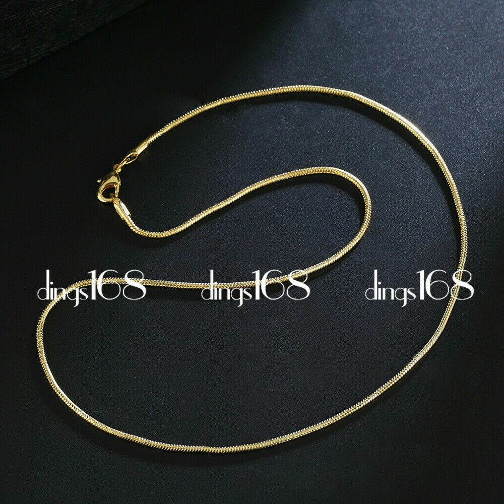 18K Gold Filled 1.2mm Thin Snake Chain Necklace 16/18/20/22/24/26/28/30″-38 inch
