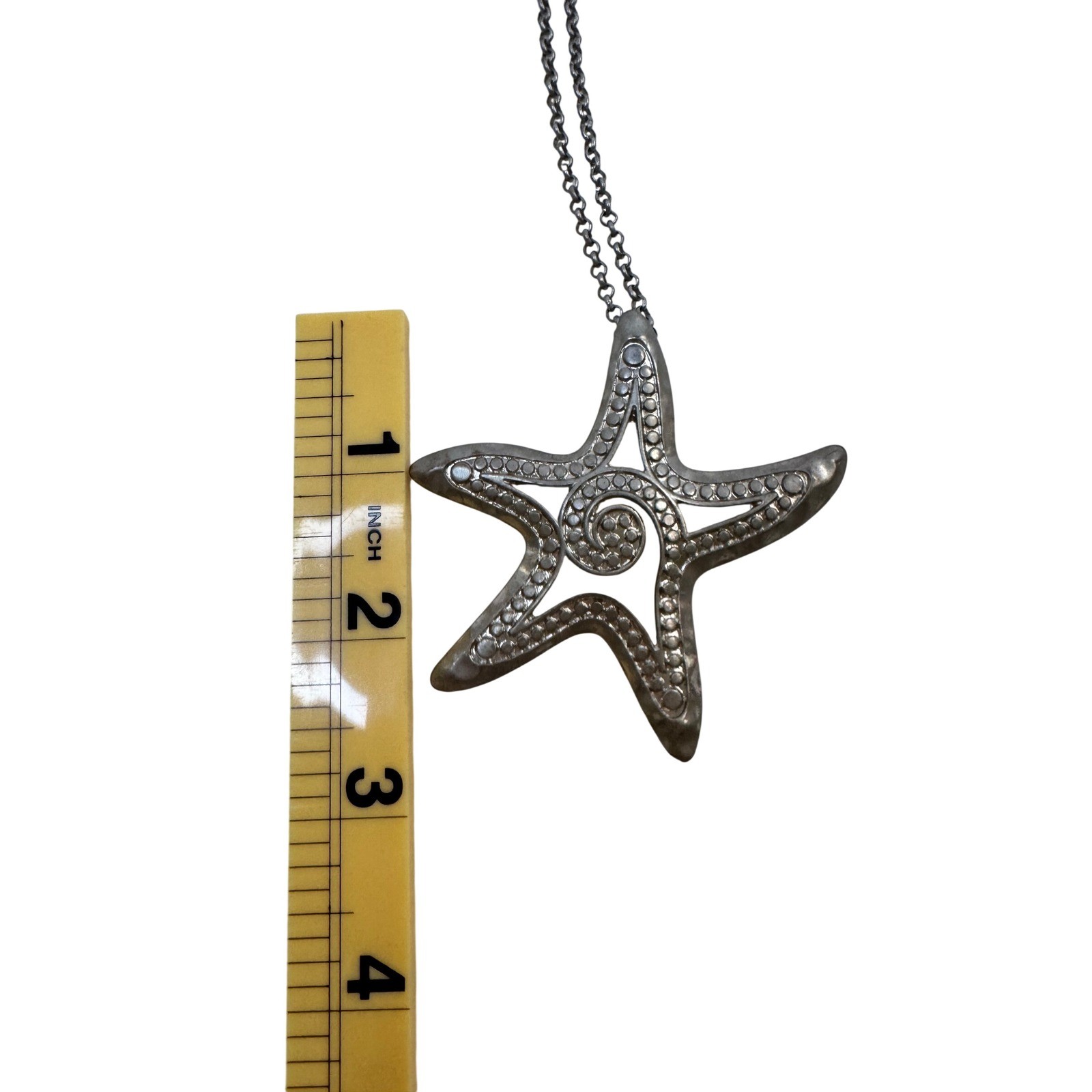 Starfish Pendant Necklace Silver Tone Statement Beach Ocean Jewelry Coastal