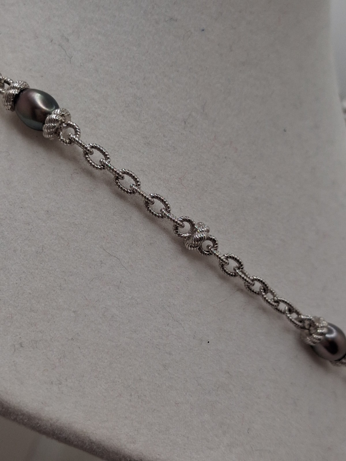 Judith Ripka Sterling Cultured Lustrous Grey Pearl Necklace & Pendant/Enhancer