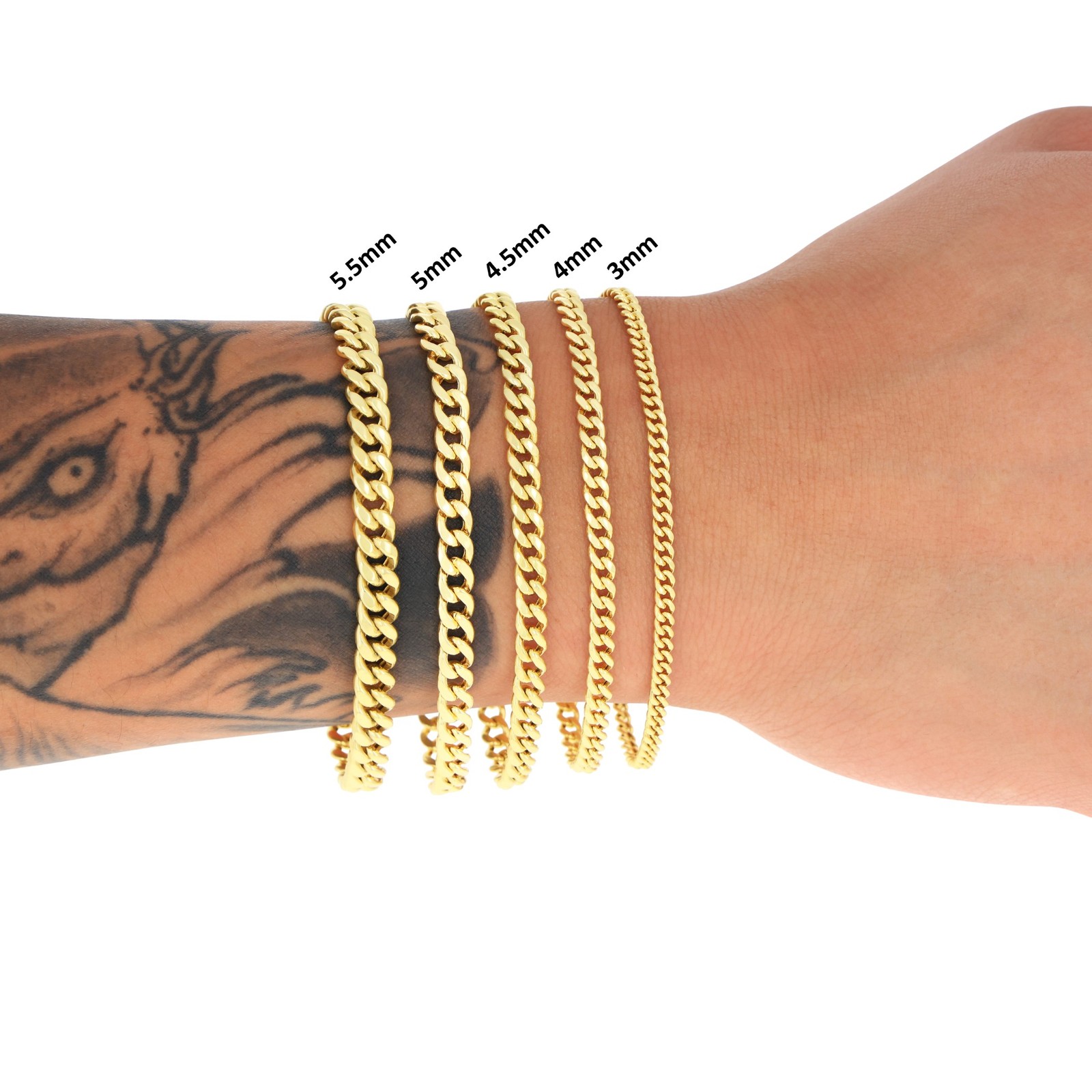 14K Yellow Gold 3mm-12.5mm Miami Cuban Link Chain Bracelet Mens Women 7″ 8″ 9″