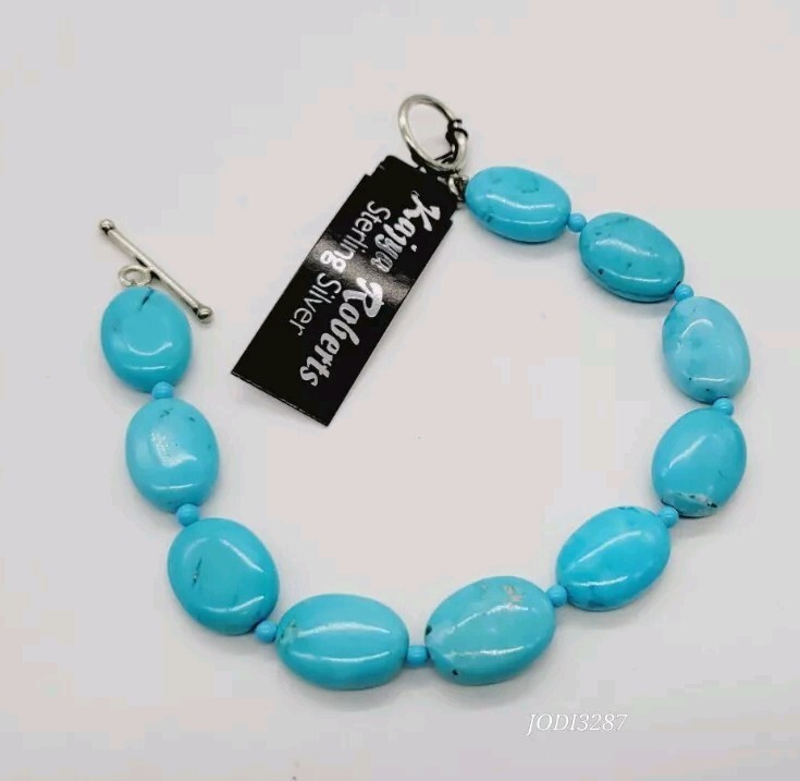 Kajya Roberts Sterling Silver Turquoise Bracelet Toggle 9 in