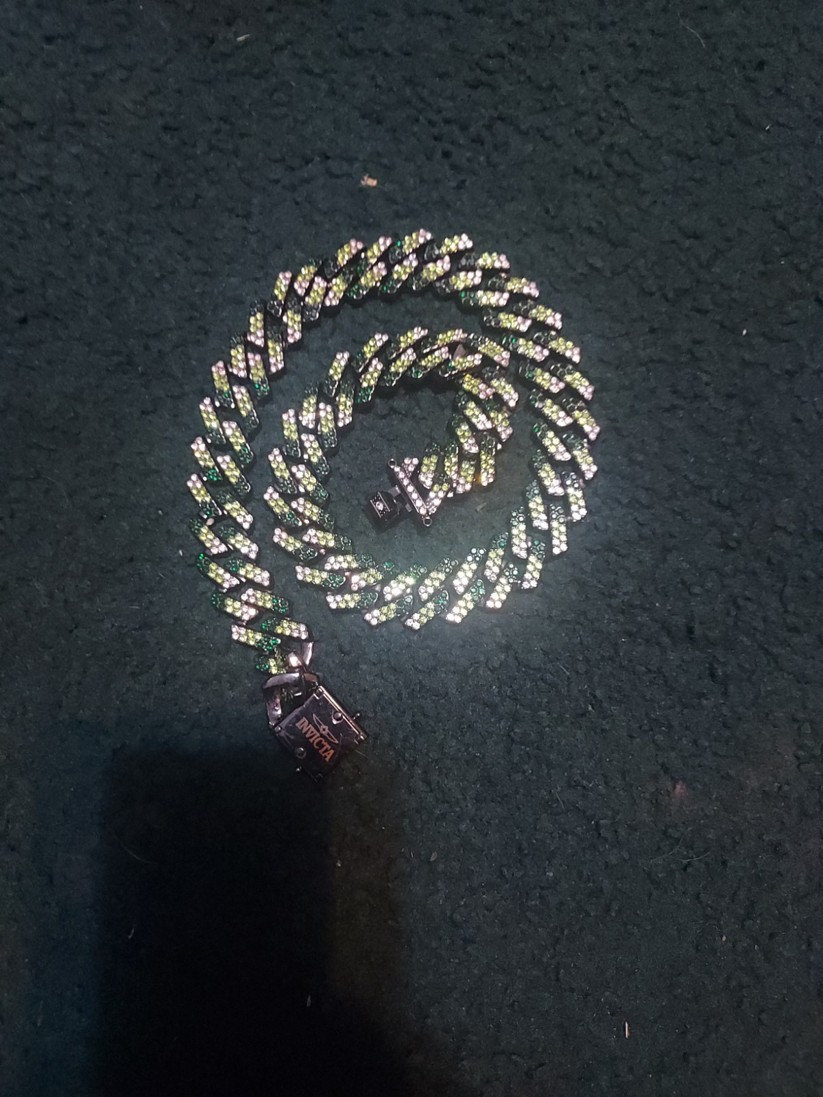Invicta Ices Out Necklace Green and Black Silver Tone