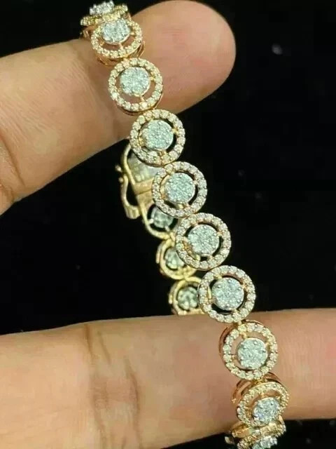 10Ct Round Cut Lab Created Diamond Tennis Women Bracelet 14K Yellow Gold Plated