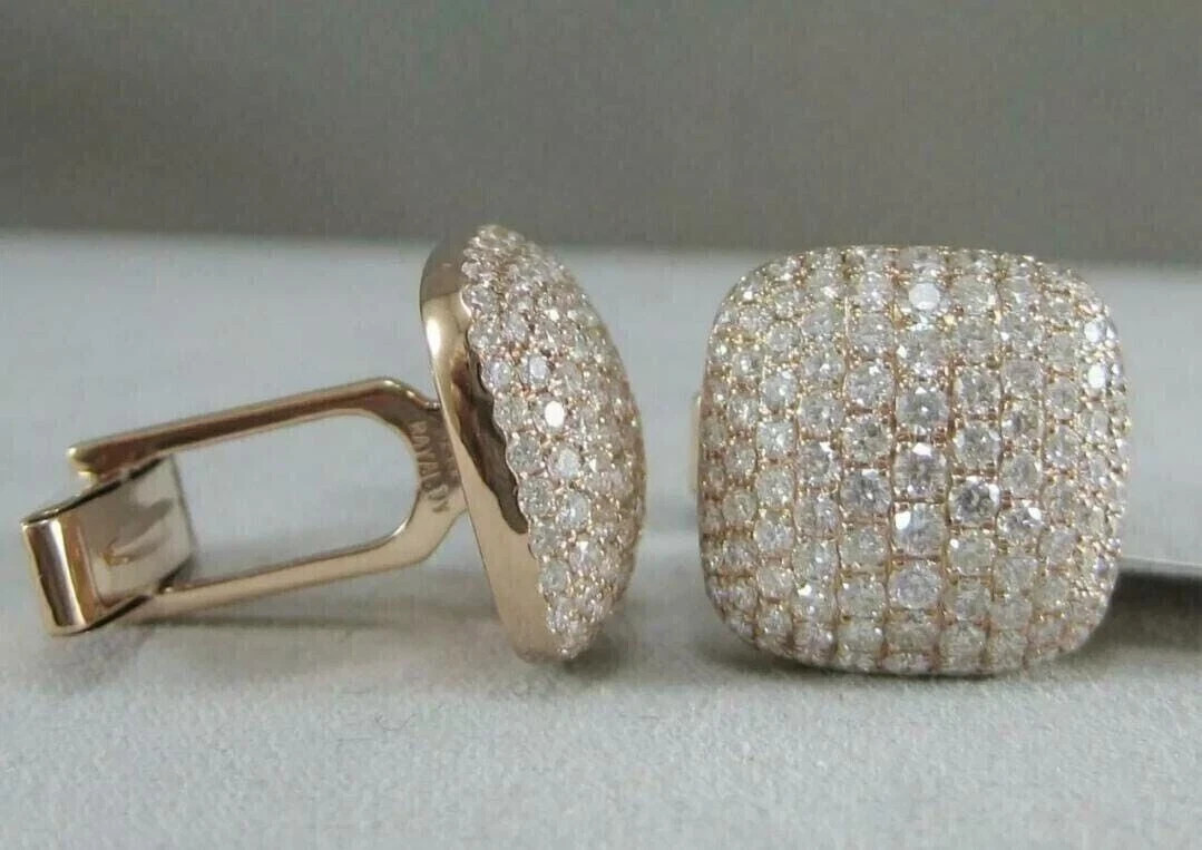 3 CT Round Cut Lab Created Diamond Men’s Wedding Cufflinks 14K Rose Gold Plated