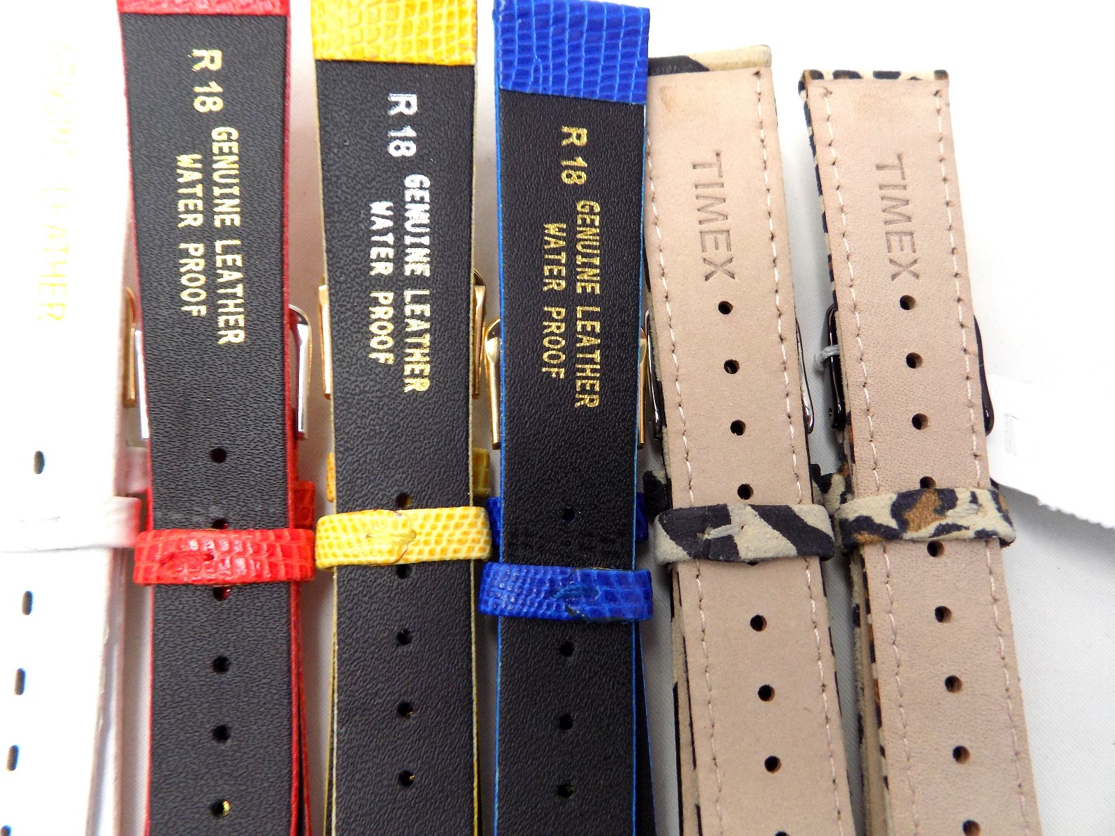 Lot of 10 All 18mm Watch Bands Leather Lizard Grain Braided Timex Mixed Colors