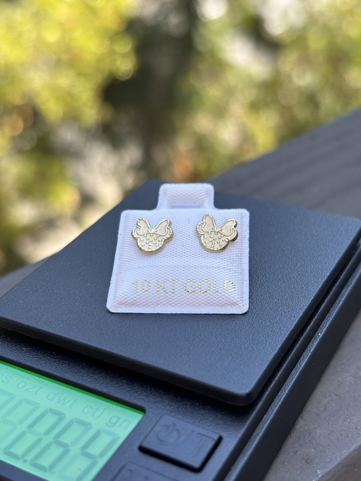10K Yellow Gold Bow Stud Earrings No Stone Lobe Minnie mouse