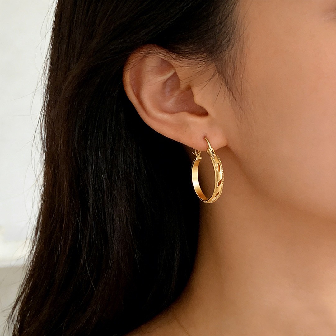14k Gold Hoop Earrings Large Chunky Hoop Earring Women Hoops Earring 20/25/30MM