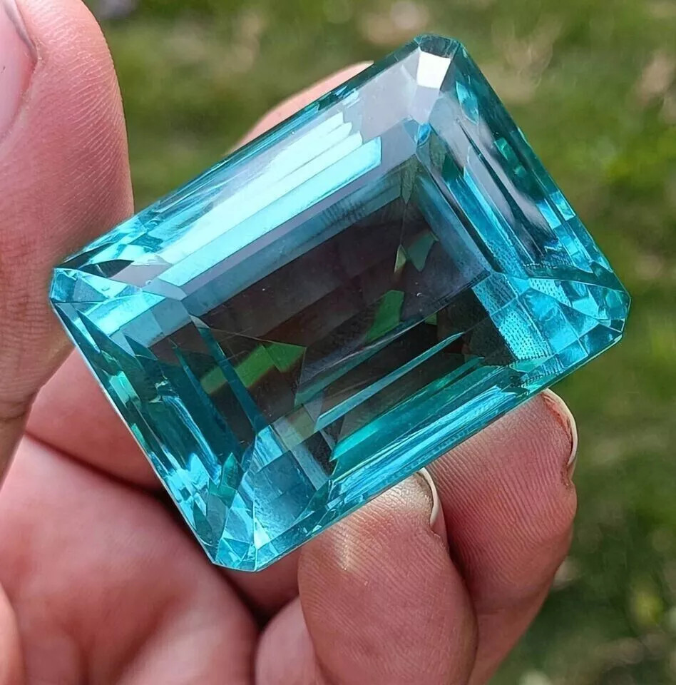 Certified Natural Brazilian 201 Ct Sky Blue Emerald Cut Topaz Loose Gemstone