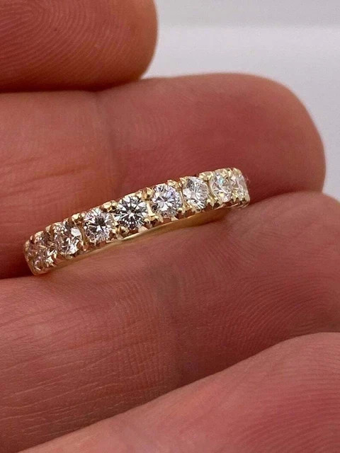 2Ct Moissanite Round Cut Anniversary Wedding Band Ring 14k Yellow Gold Plated