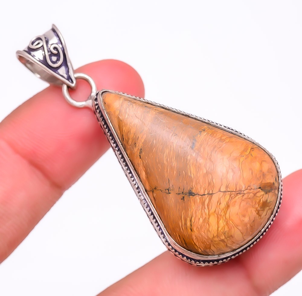 Natural Picture Jasper 925 Silver Plated Jewelry Pendant 2.2″ S1925 S