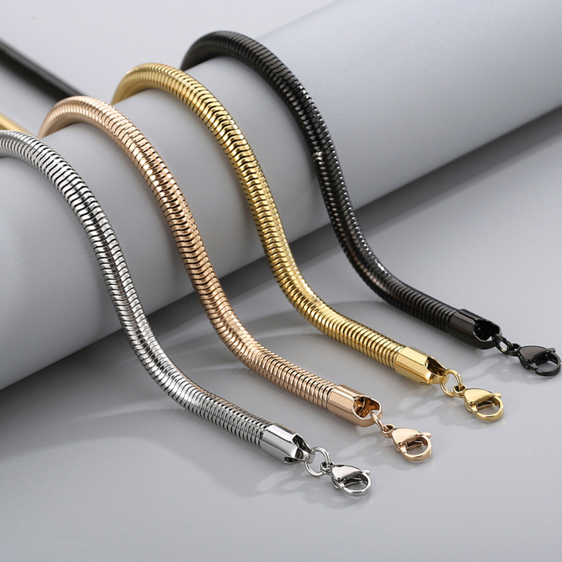 2.5/3/4/5/6mm 316L Stainless Steel Men Women Round Snake Chain Necklace20″22″24″