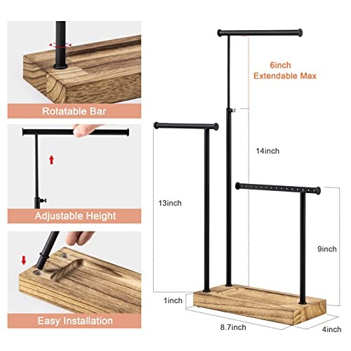 Jewelry Organizer Stand, Extra Tall Necklace Holder carbonized black and black