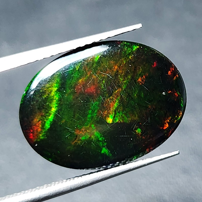 Natural Ethiopian Black Opal AAA+ Collector Welo Oval Cabochon Fire Play 7.05Ct