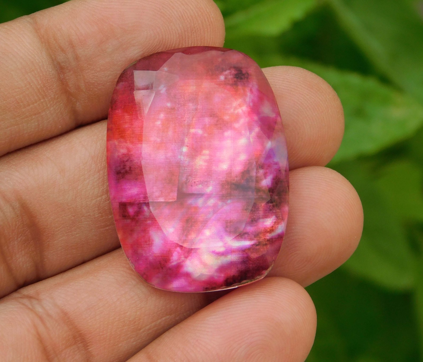 61.00cts. Huge Natural Cushion Canadian Fire Ammolite Loose Gemstone