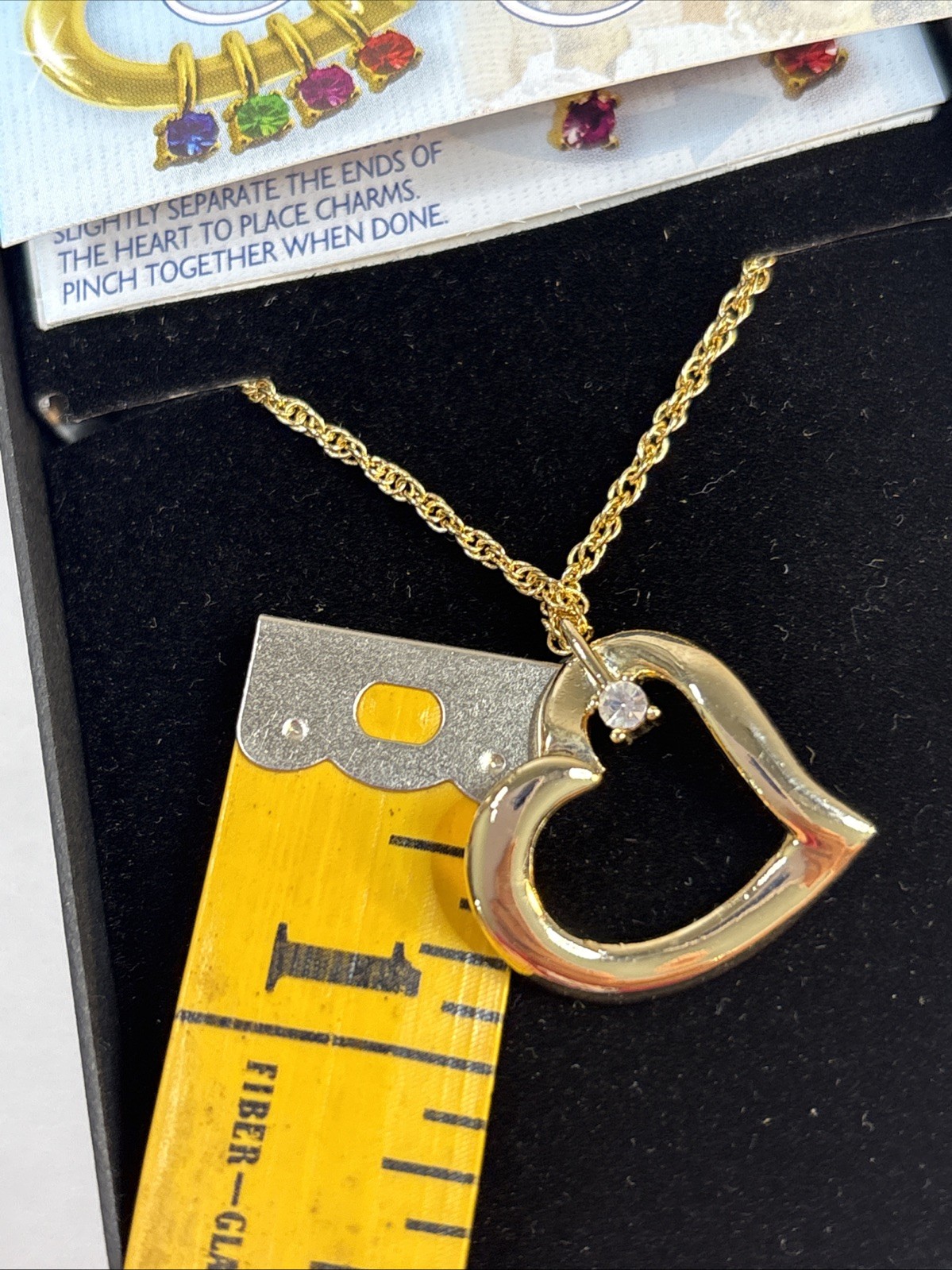 Vintage Family Gems Collection Gold Tone Heart Pendant With Chain NIB
