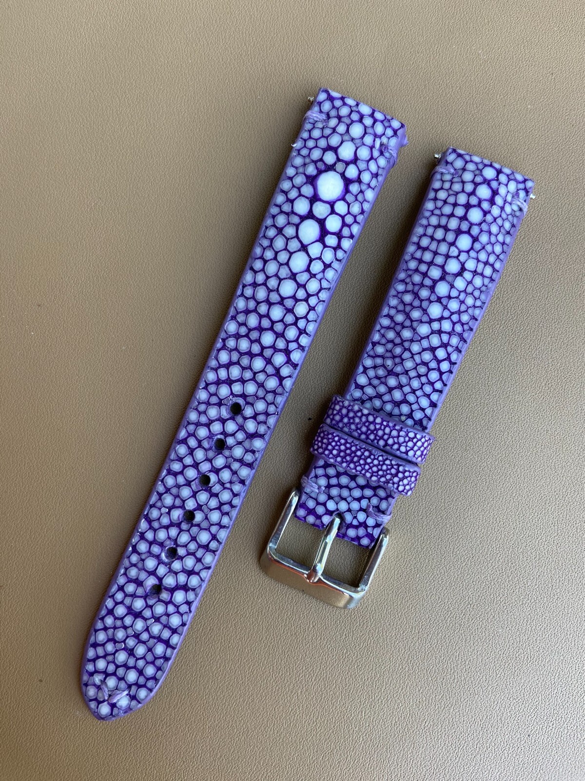 Purple Stingray Leather Watch Strap Band, Size 16mm 18mm 20mm 21 22mm 24mm 26mm