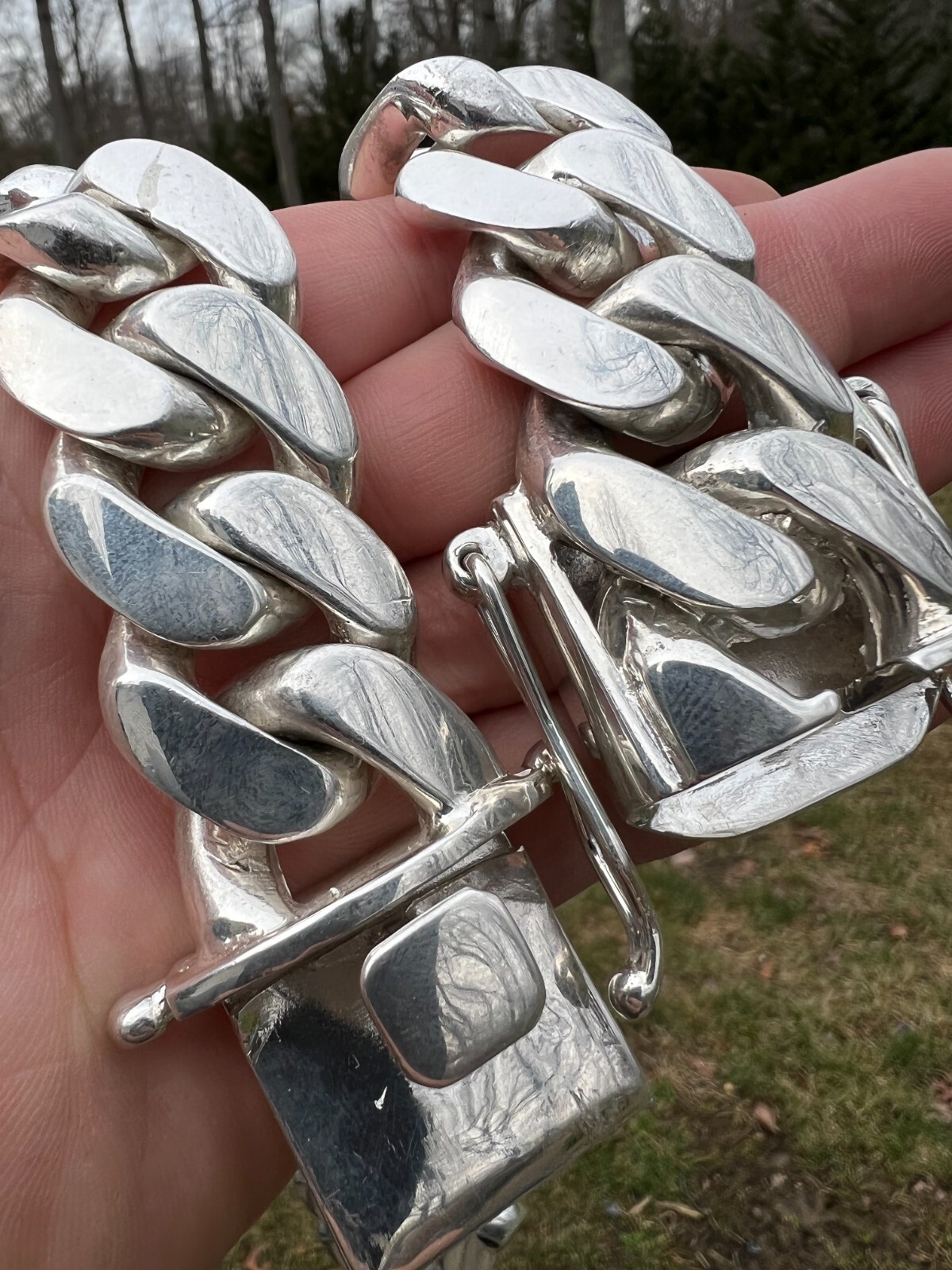 Real Handmade Tight Link Miami Cuban Chain Bracelet Or Necklace In 999 Silver