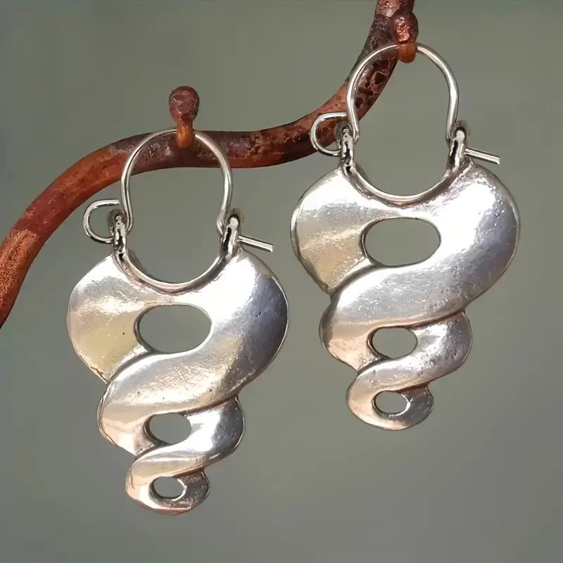 Gypsy Exaggerated Spiral Twisted Silver Plated Alloy Fashion Drop Earrings