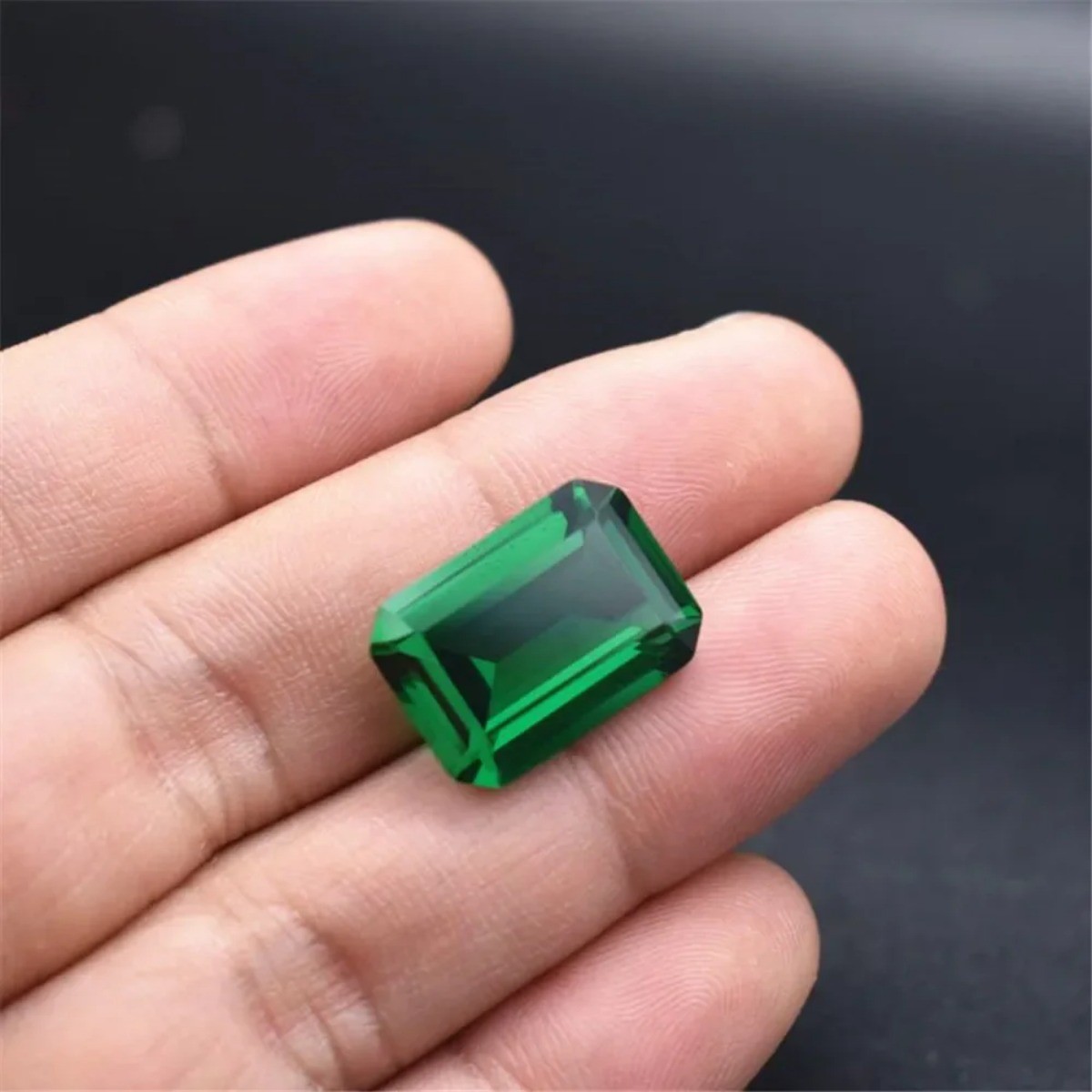 Emerald Rectangle Faceted Gemstone Emerald Cut Vivid Green Emerald Gem