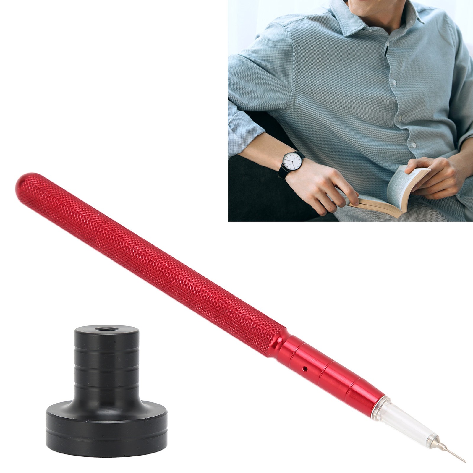 0.3*0.1mm Red Aluminum Watch Oiler Pen Lubricant Oil Pin Pen Tip with Base
