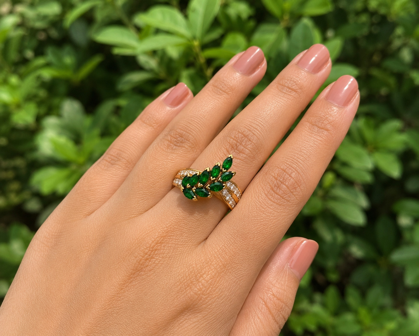 2Ct Marquise Lab Created Green Emerald Wedding Band Ring 14K Yellow Gold Plated
