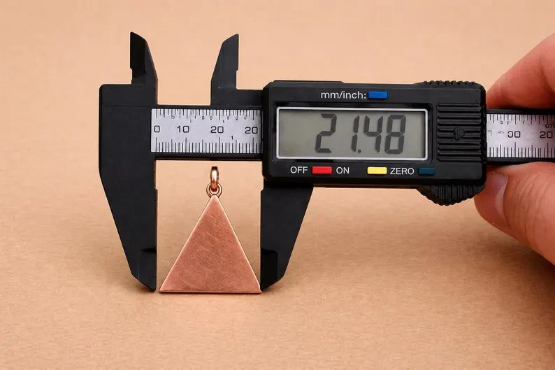 Pure Copper Triangle Pendant | Geometric Disc Charm, Minimalist Unisex Jewelry