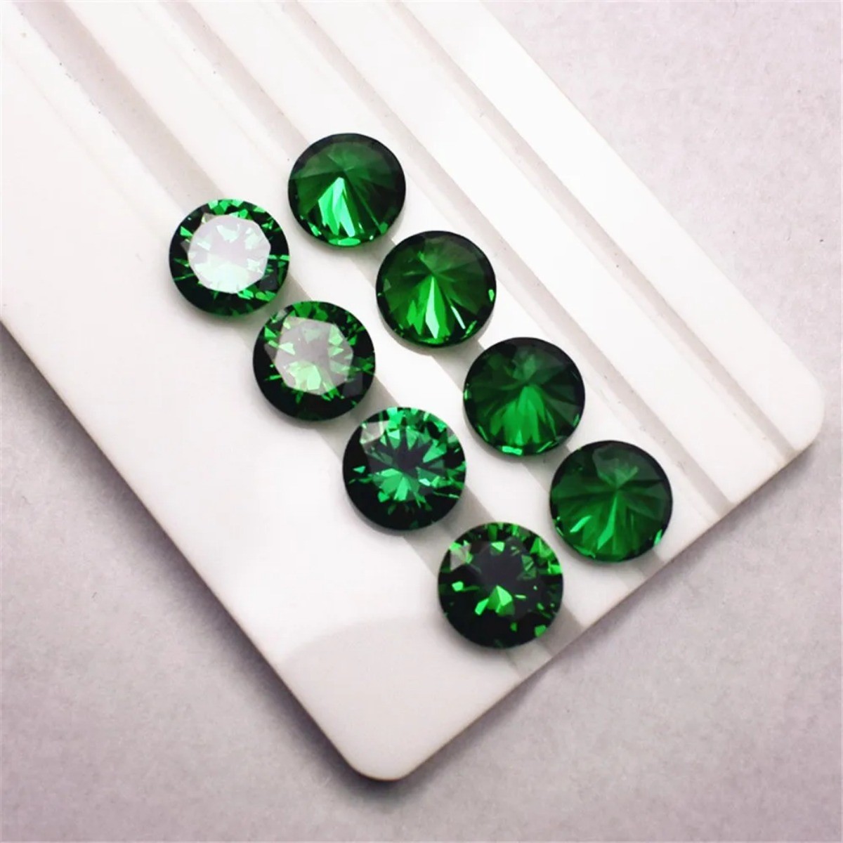 Emerald Round Faceted Gemstone Brilliant Cut Medium Green Emerald Gem