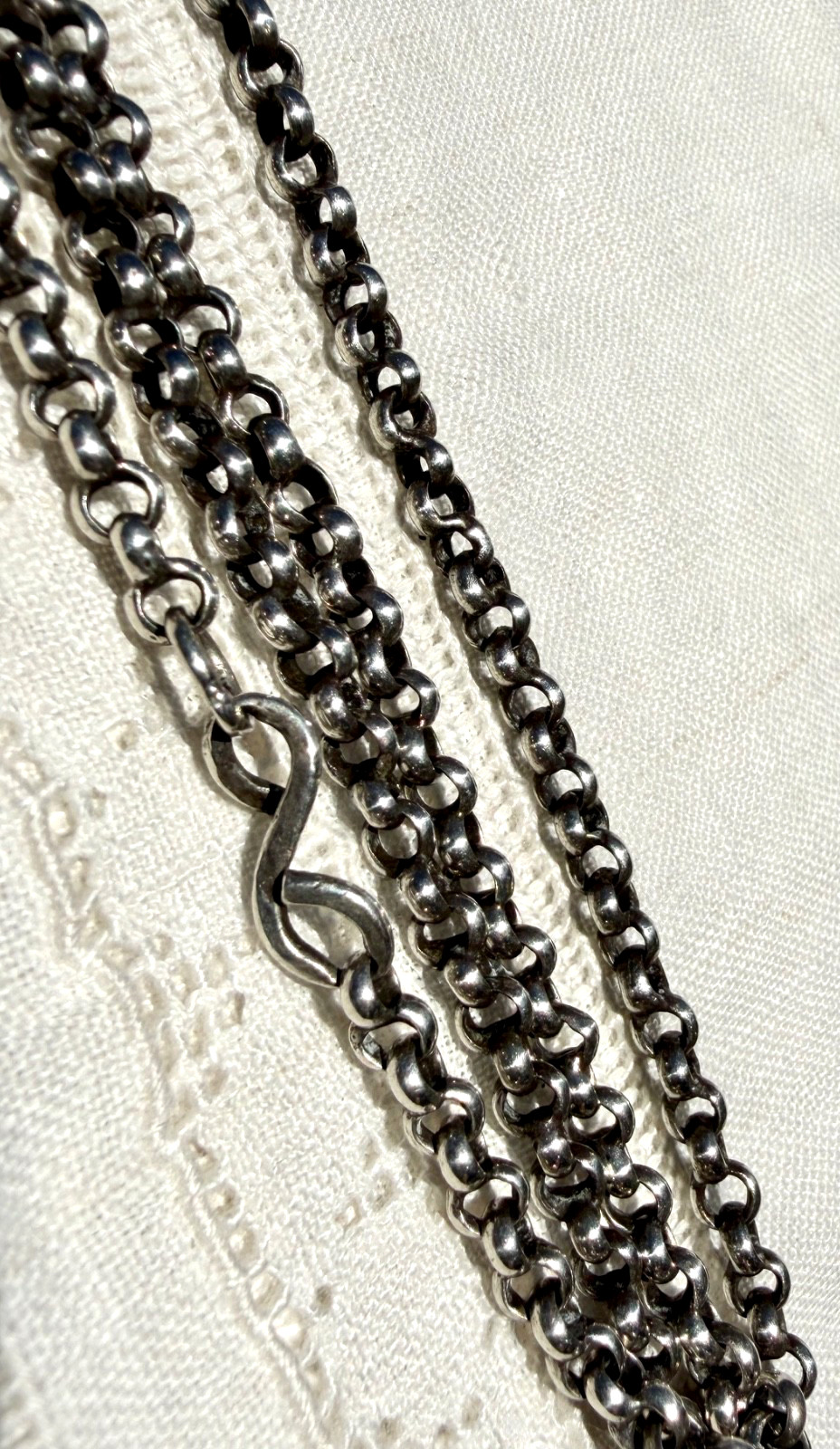 Antique Victorian Sterling Silver ROLO or BELCHER Necklace Chain ~ 29 1/2″