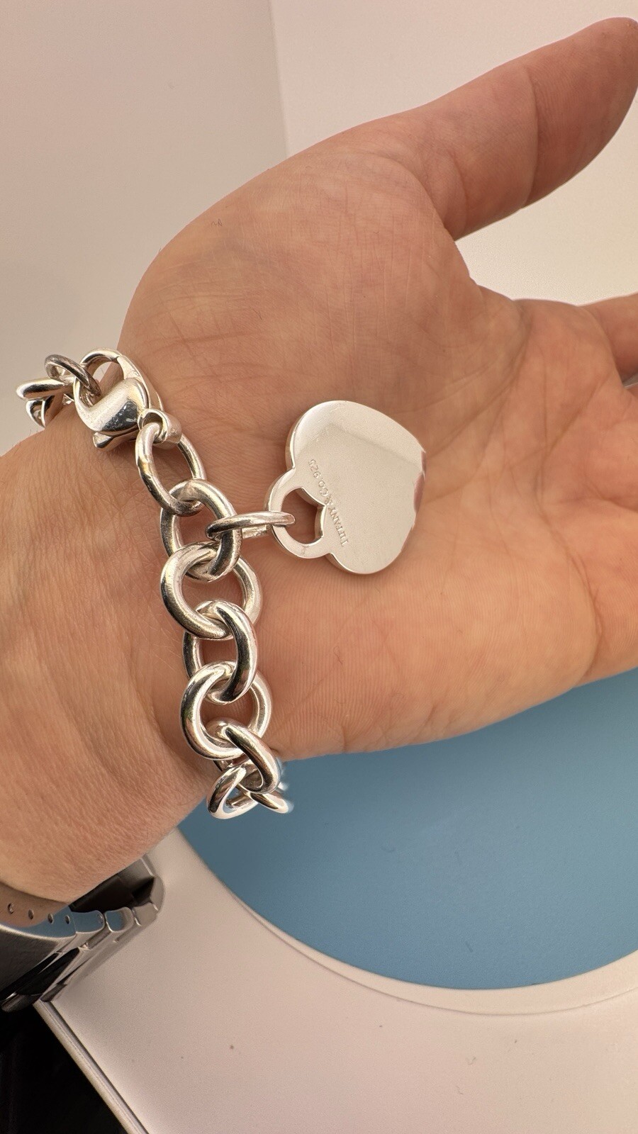 Tiffany & Co Heart Tag Charm Bracelet Engravable in Silver Guaranteed Authentic