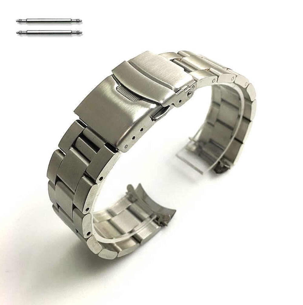 Curved End Metal Stainless Steel Oyster Style Replacement Watch Band #7015