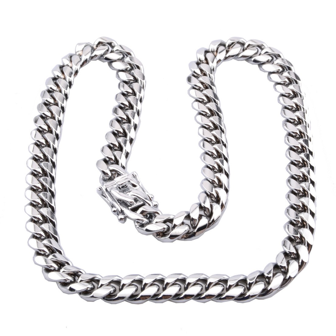 6-22mm Mens Hip Hop Stainless Steel Miami Cuban Link Chain Necklace Silver Color
