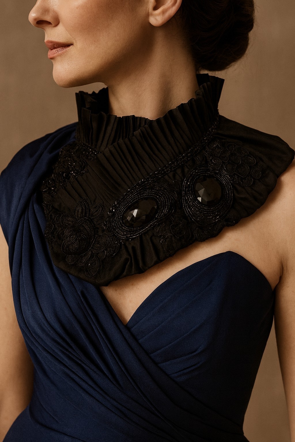 Nita Angeletti OOAK Art To Wear BLACK MAGIC COLLAR Statement Necklace