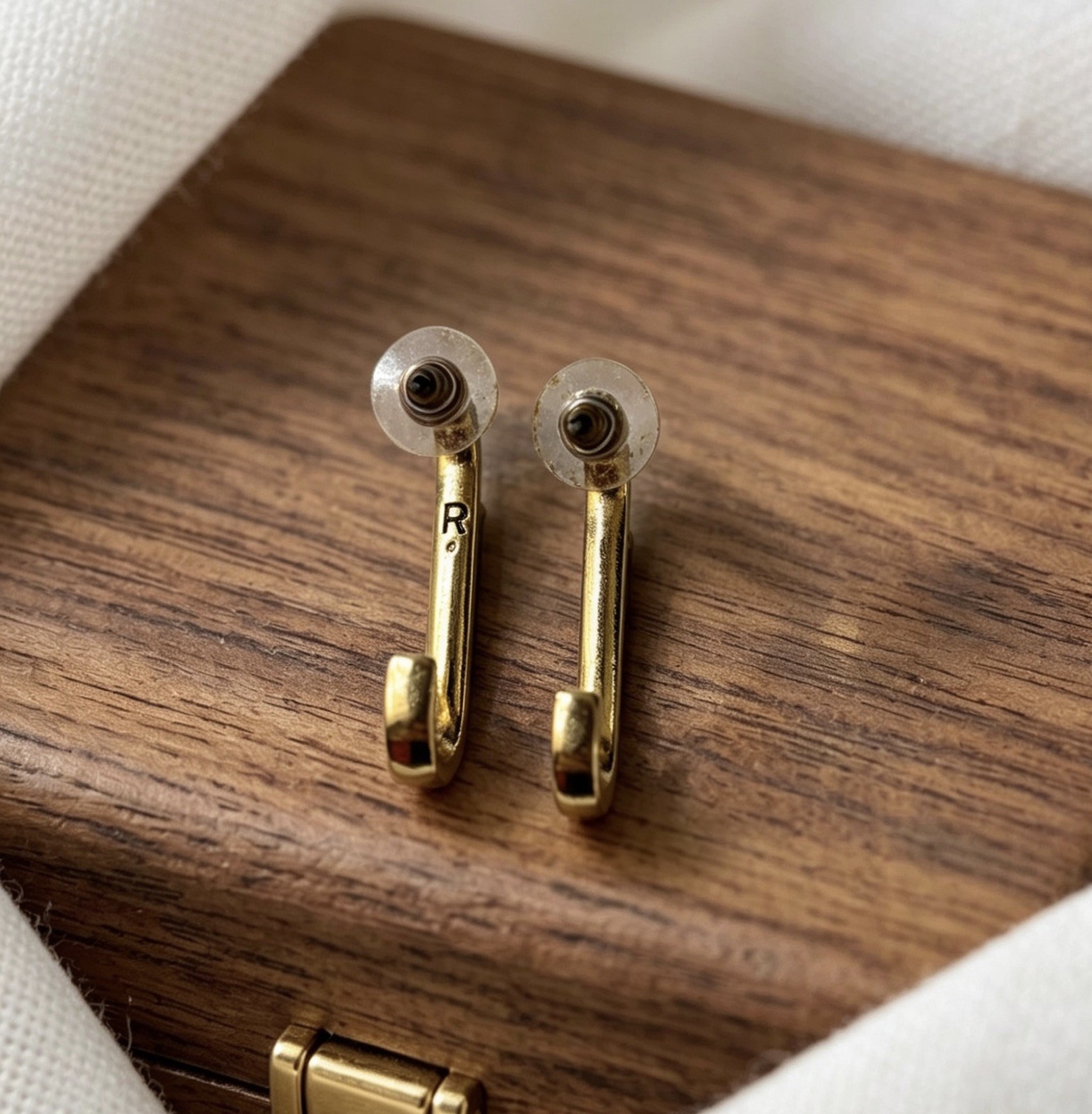 Rachel Rachel Roy Gold-Tone & Black Enamel Hoop Earrings Modern Geometric