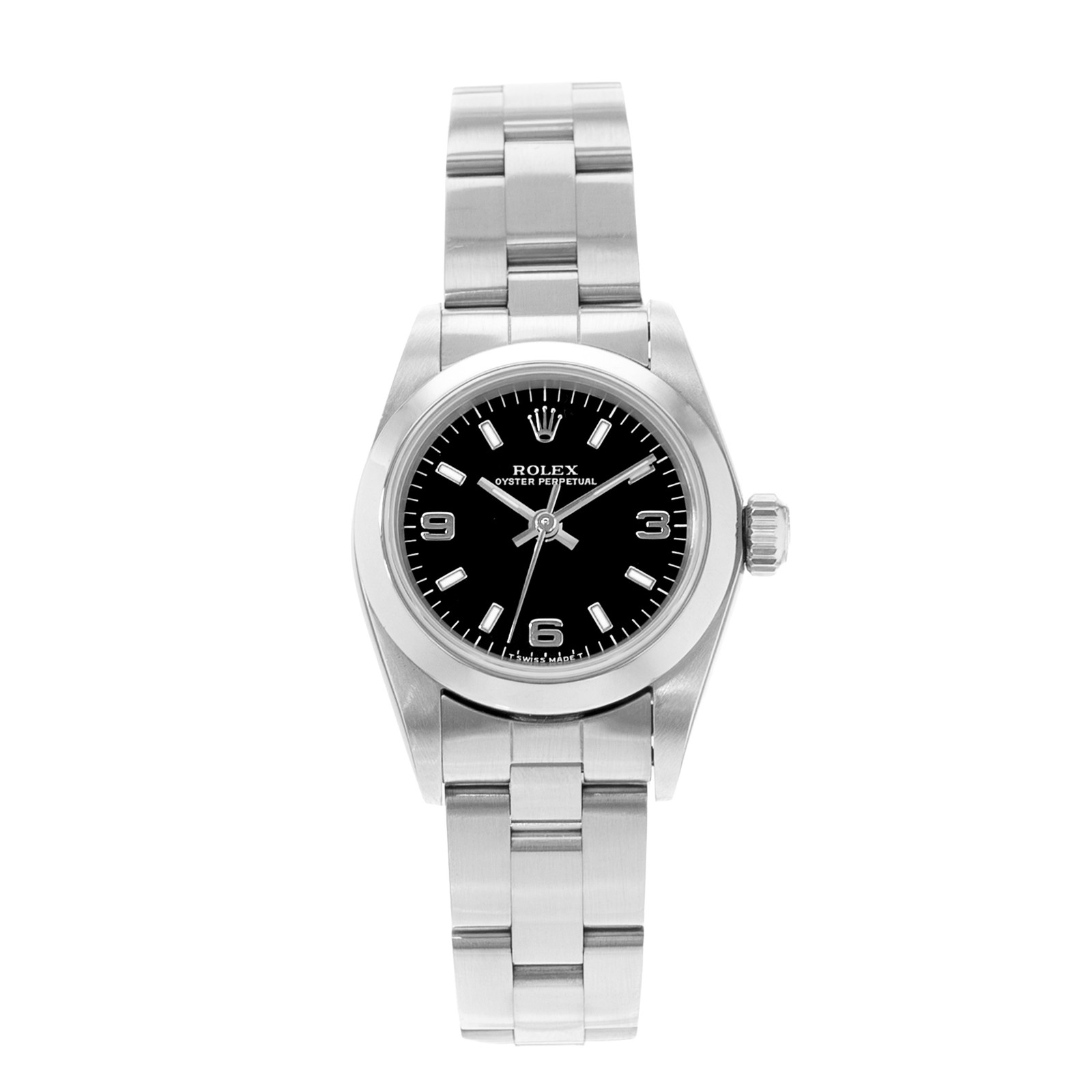 Rolex Oyster Perpetual 24 67180 Black Arabic Dial Steel Automatic Ladies Watch