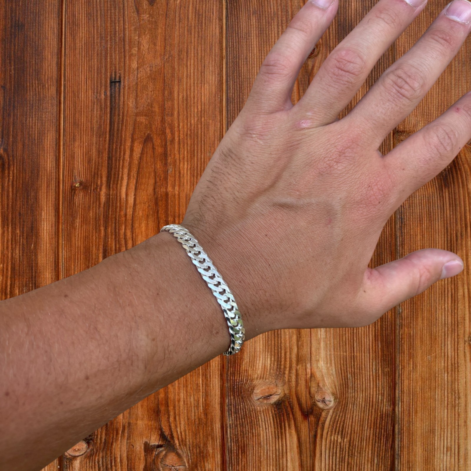 8mm Double Curb Link Bracelet – Real Solid 925 Sterling Silver MADE IN ITALY