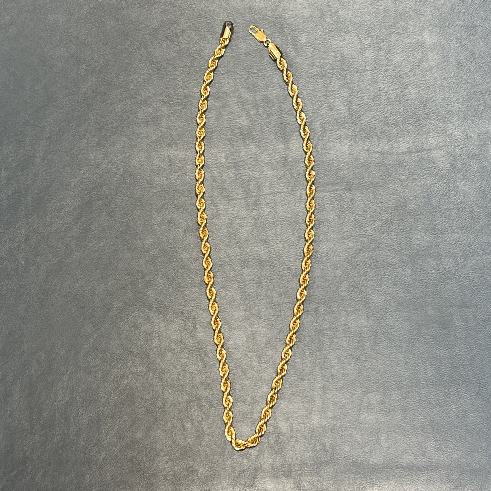 6MM 20INCH DIAMOND CUT ROPE CHAIN 14KT ELECTROPLATED 10x HIGH QUALITY
