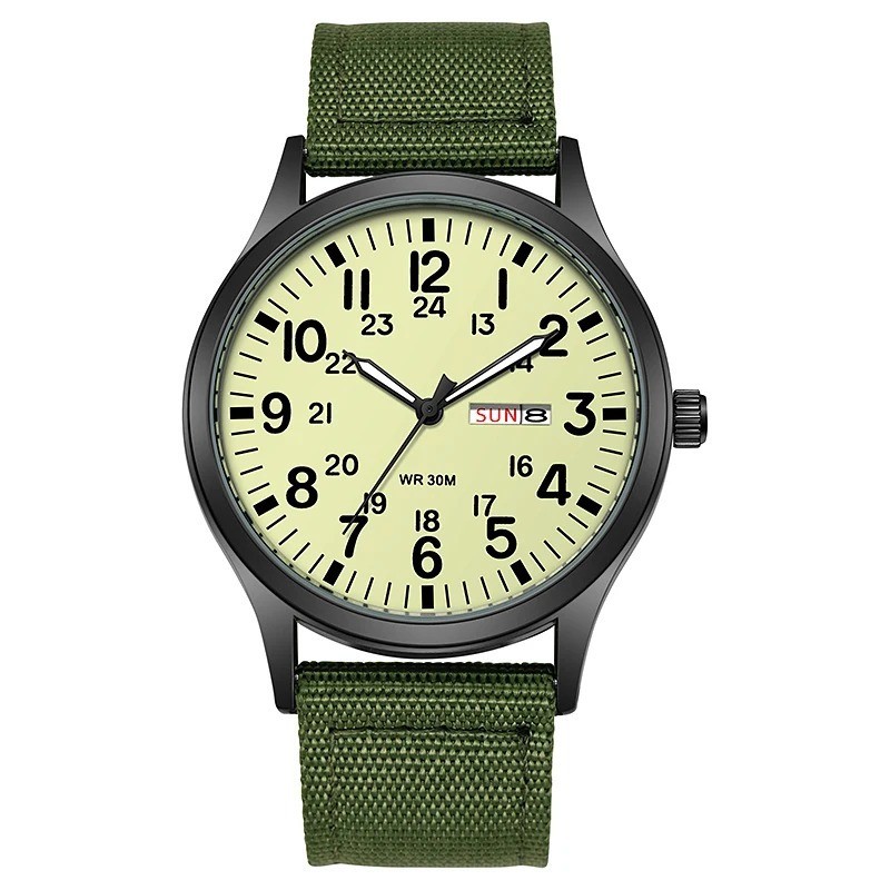 Mens Quartz Field Watch Easy Read 24-Hour Military Style Durable Nylon Band New