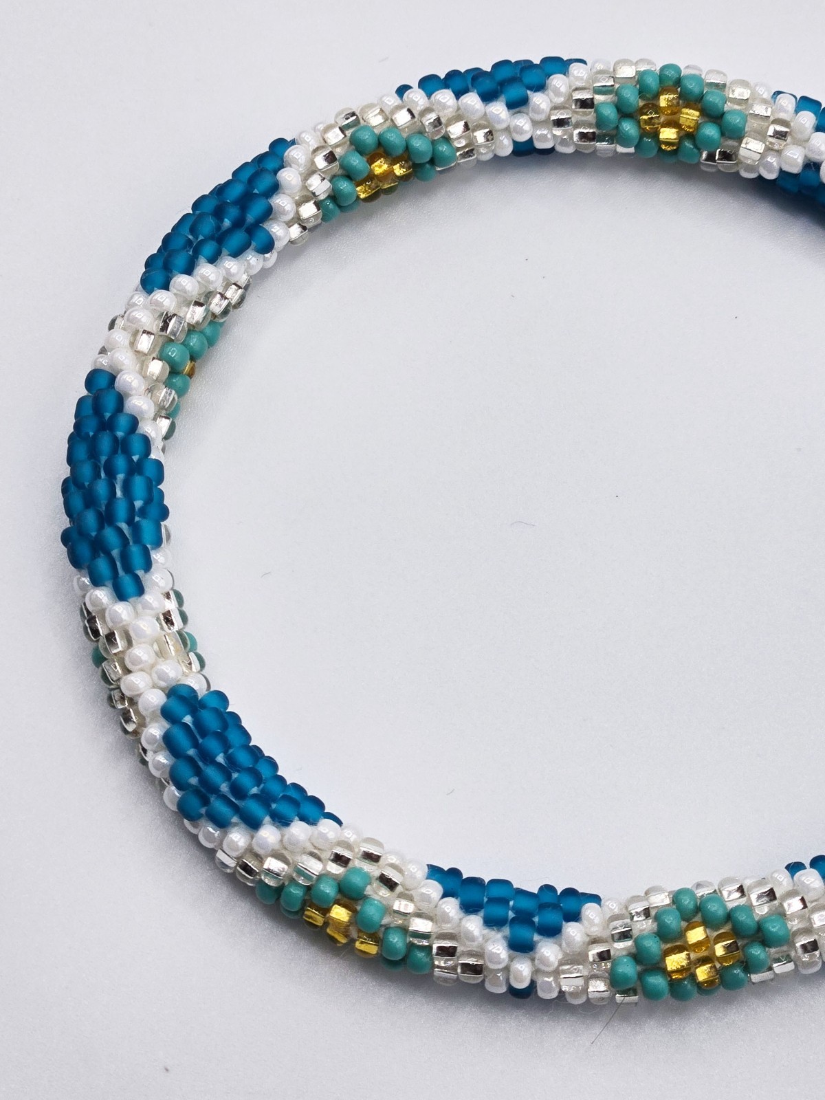 Set of 2 Handmade Glass Seed Bead Beaded Multi-Color Stackable Crochet Bracelets