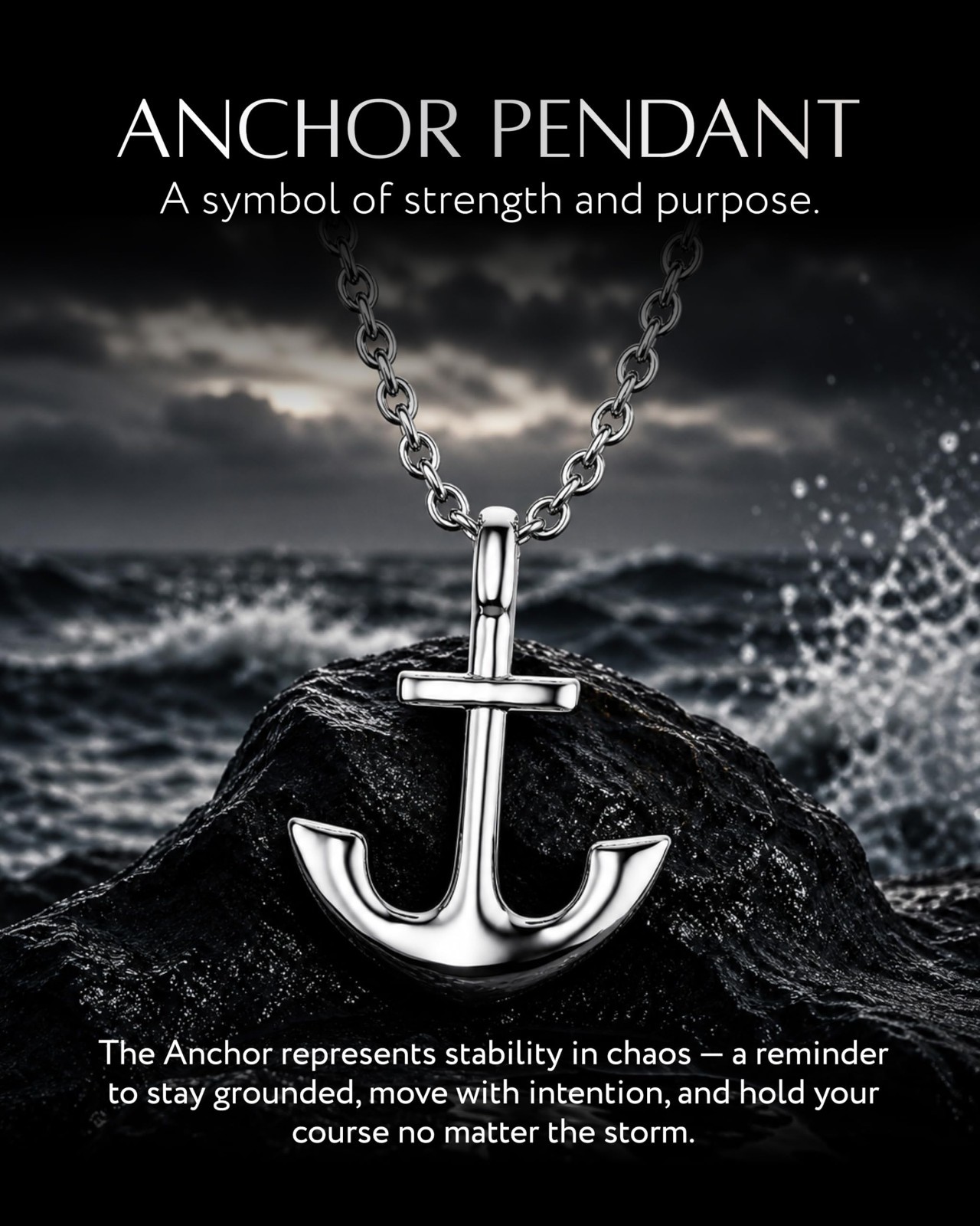 Men’s Stainless Steel Pendant Necklace – 22″ Chain, Waterproof, Non-Tarnish, Bol