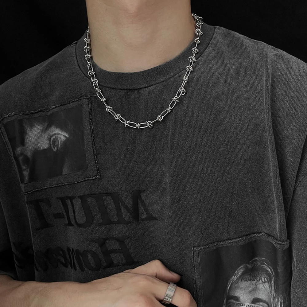 Hip Hop Knotted Titanium Steel Necklace For Man Woman Non Fading Clavicle Sweate