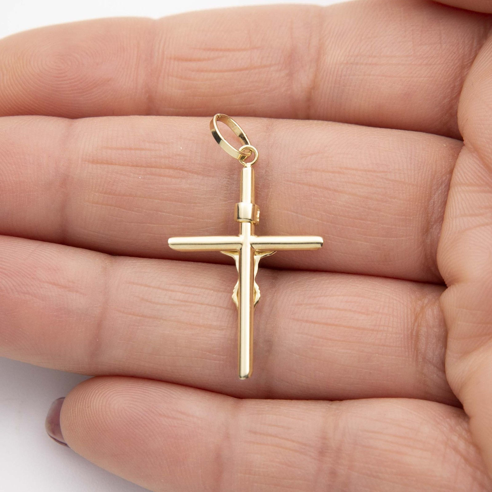 1 3/8″ Jesus Crucifix Cross INRI Pendant Real 10K Yellow Gold