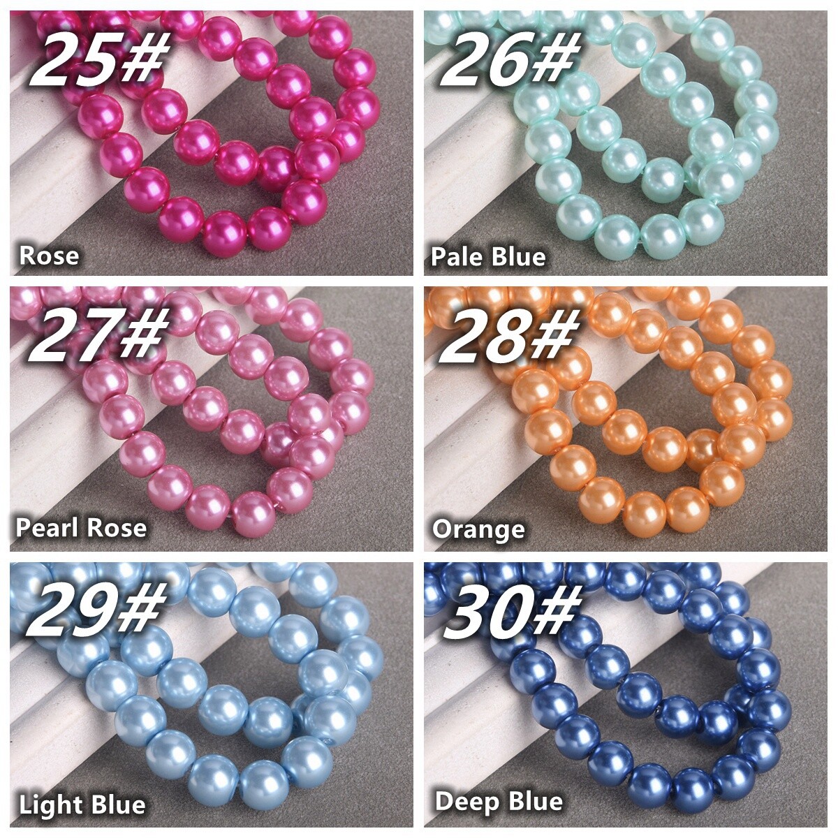 Pearl Glass Round Loose Beads 4mm/6mm/8mm/10mm/12mm/14mm/16mm for Jewelry Making