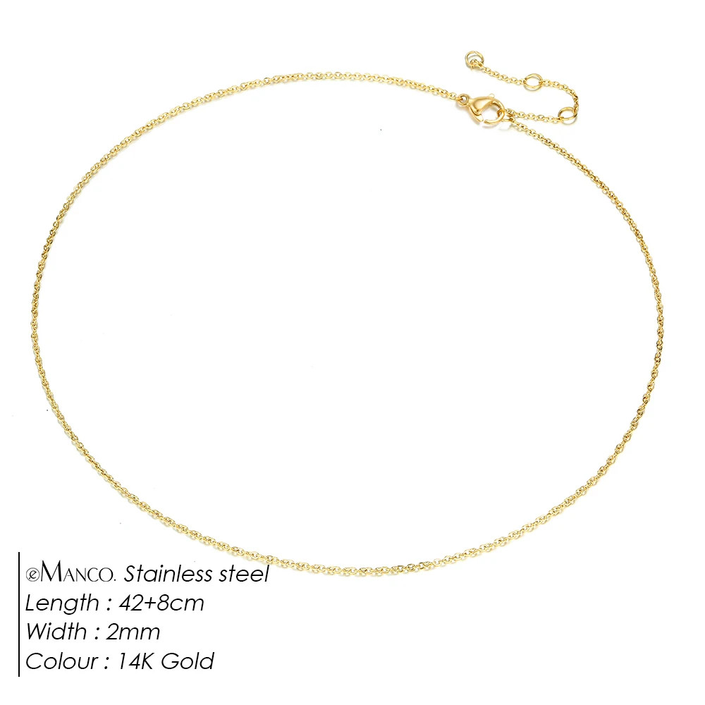 Classic Fine Chain Necklace Stainless Steel Adjustable Women’s Accessories