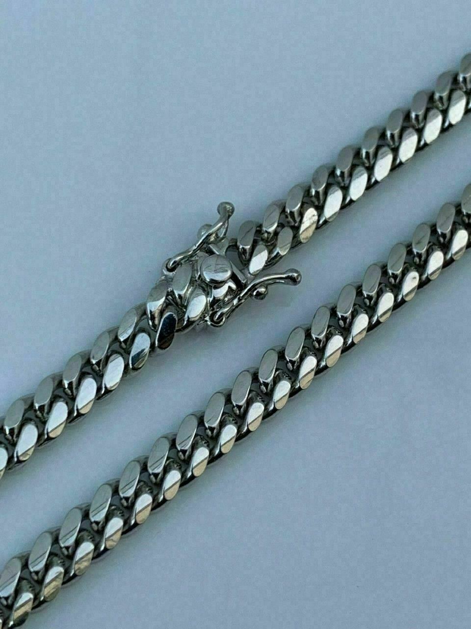 Miami Cuban Link Chain Real Solid 925 Silver ITALY Heavy 6mm 18-30″ Box Lock