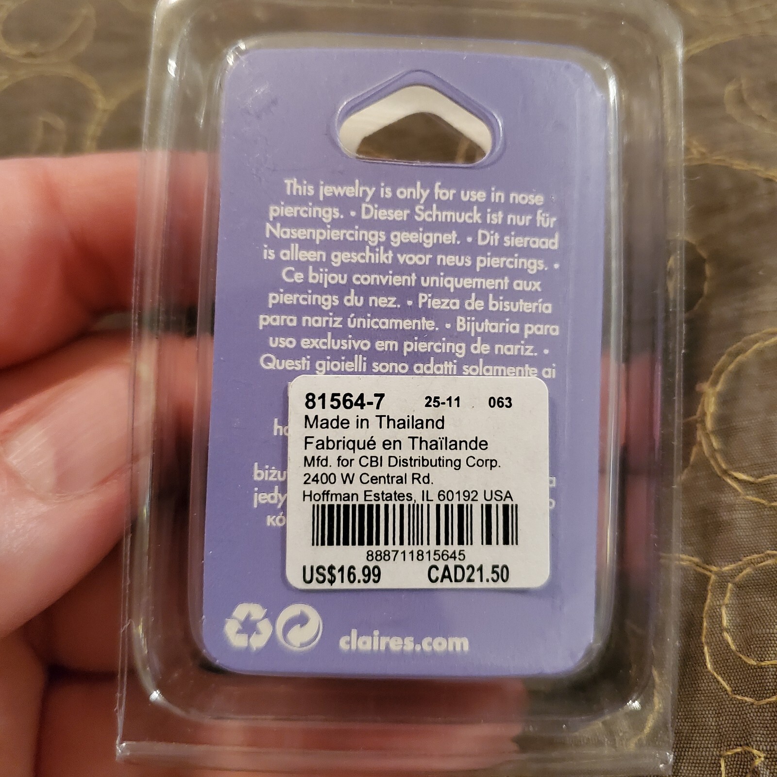 SALE Three 20 Gauge Nose Rings by Claire’s NWT NIP 20G / 0.8mm